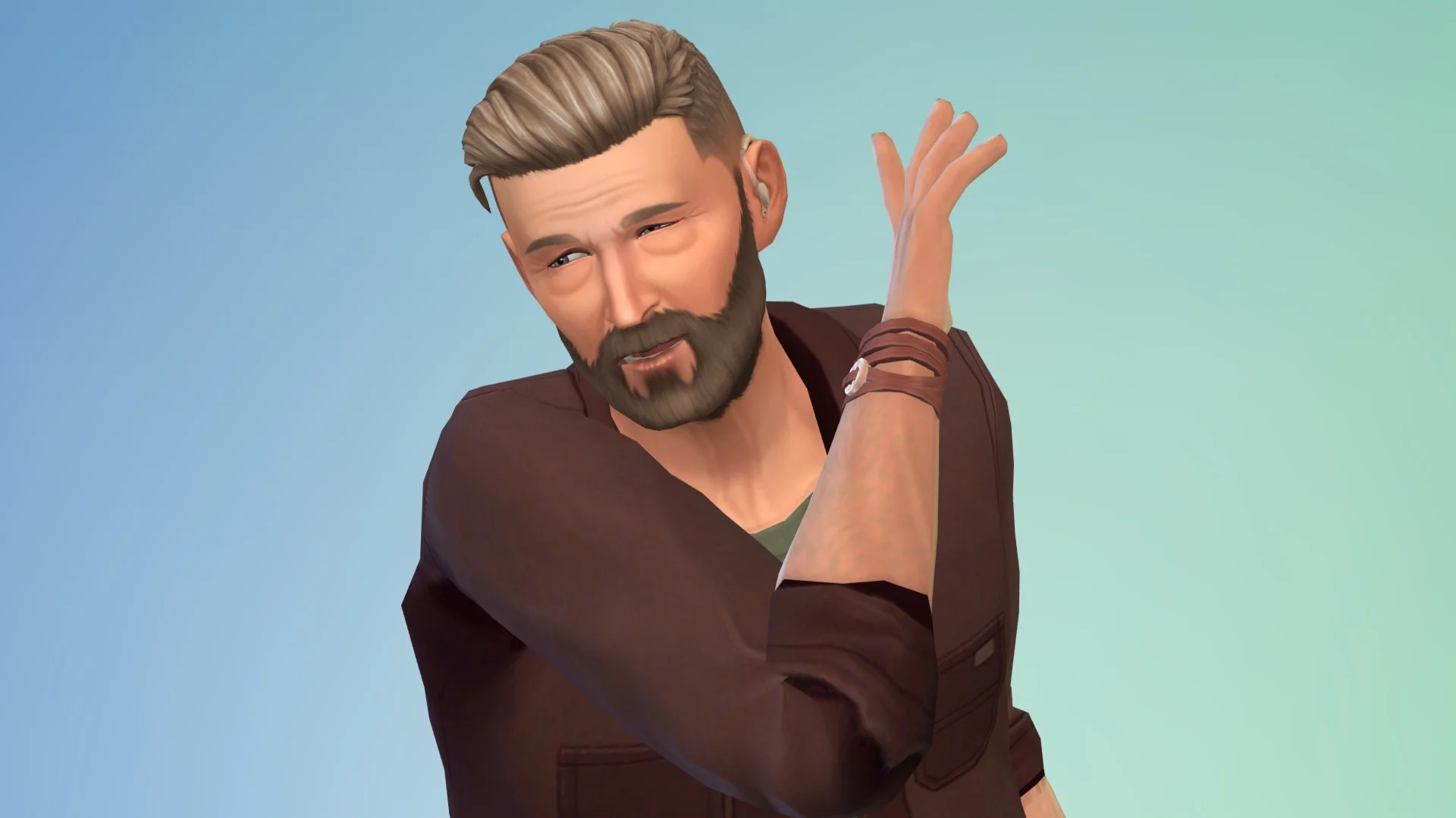 A sim with the shady trait whispers conspiratorially